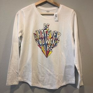 OLD NAVY- White long sleeve graphic tee